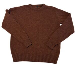 Muji Crewneck Sweater Mens Fits Small Brown 100% Wool Pullover Knit AAD0520A